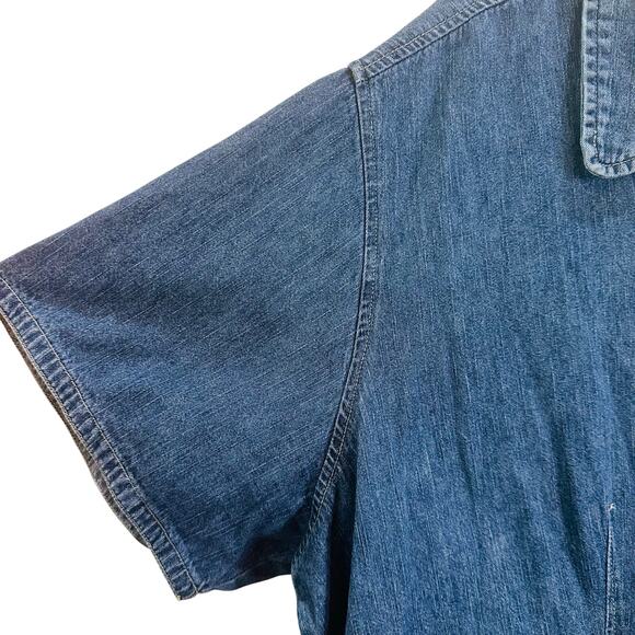 Bill Blass Denim Short Sleeve Button Up V Neck Blouse Size 2X - Picture 6 of 6